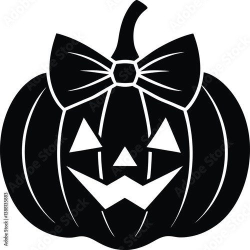 Pumpkin with bow tie silhouette illustration