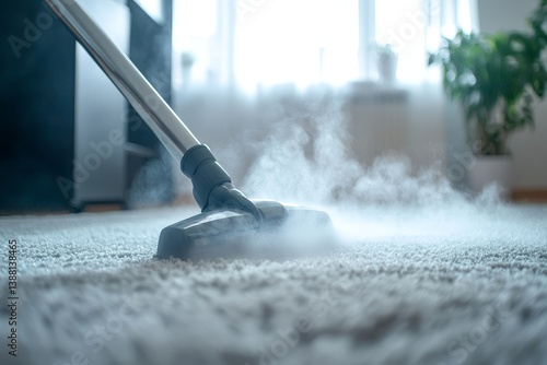 Professional Steam Cleaning of Plush Carpeting in a Modern Home Interior