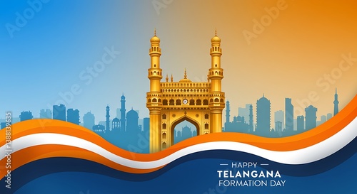 Illustrative depiction of Hyderabad city landmark for Telangana formation day