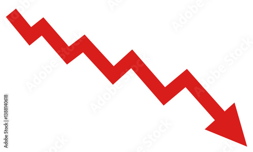 Down arrow crisis business market. Economy financial crash concept. Economy crisis recession. Economic decline. Stock exchange crisis. Red market price share market bearish