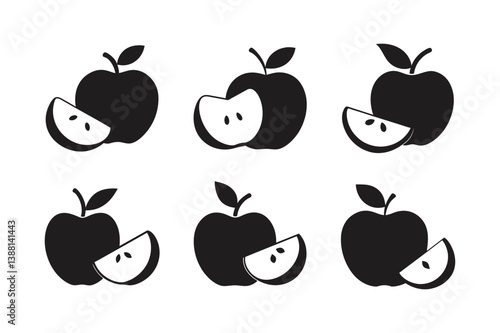 sliced apple charoset vector art silhouette