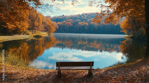 Wooden Bench by Water