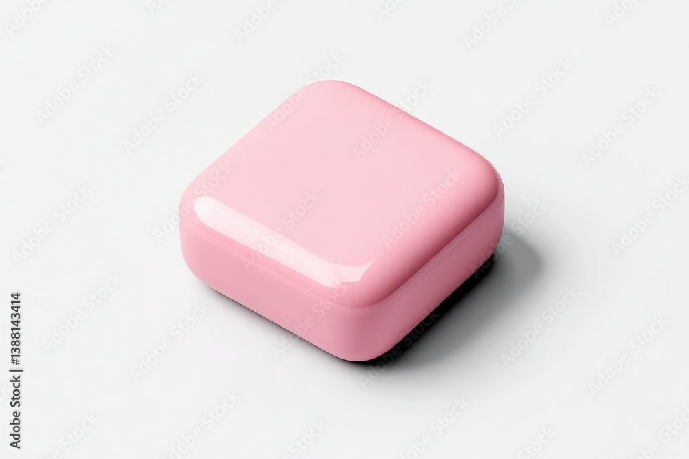 A square, glossy, light pink object A square, glossy, light pink object