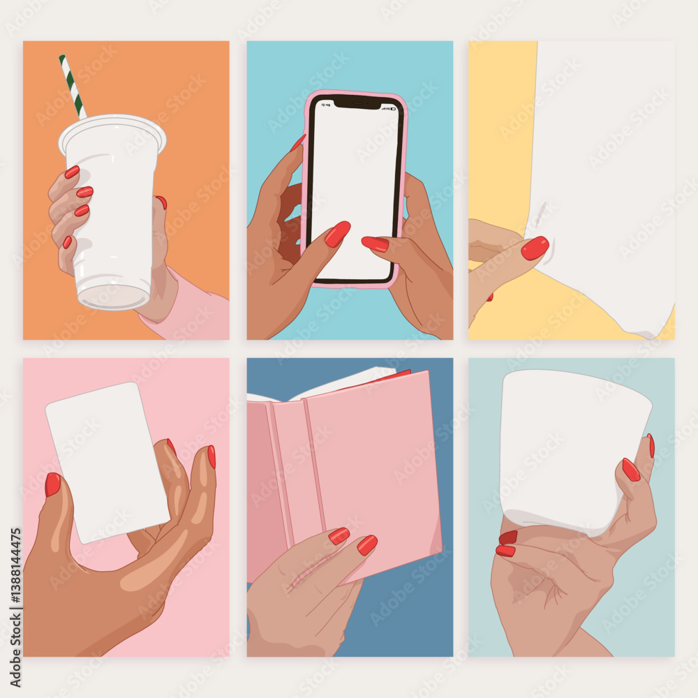 Diverse Hands with Phones and Notebooks