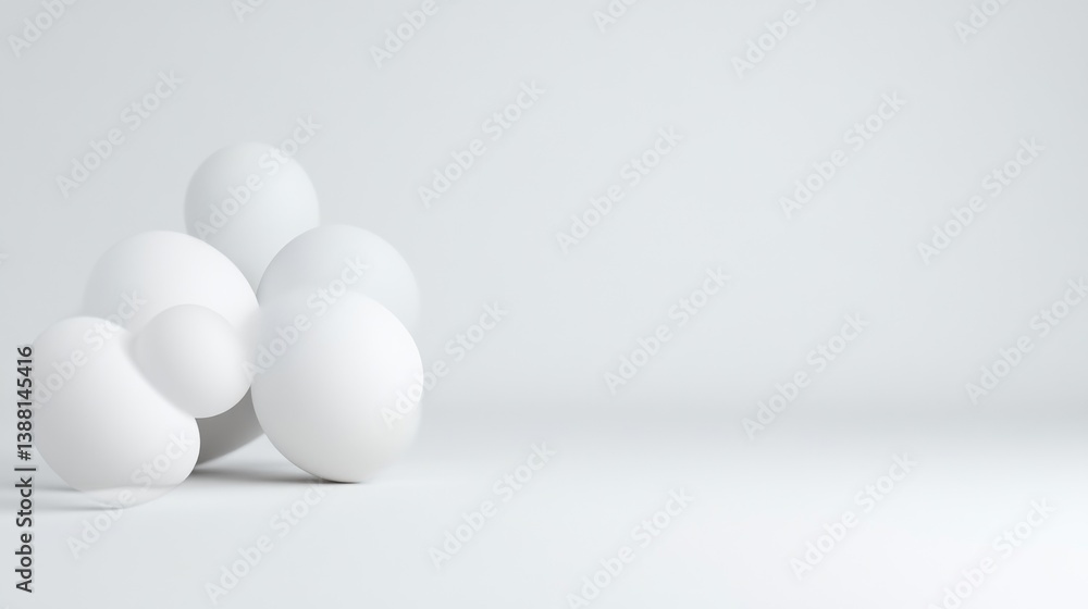 Several smooth, white, organic shapes cluster together on a plain white background. The composition is simple and minimalist. The image is digitally rendered, high-quality, and evenly lit. Its style Several smooth, white, organic shapes cluster together on a plain white background. The composition is simple and minimalist. The image is digitally rendered, high-quality, and evenly lit. Its style