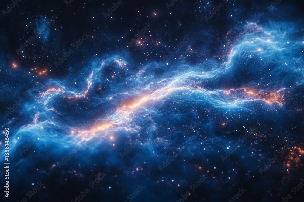 Obraz premium Nebula in deep space with glowing blue and pink interstellar clouds