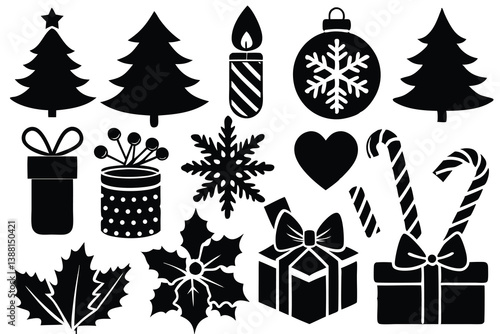 December, calendar, holly, postcard, hat, reindeer, angel, clip art, colors, cut out, greeting, icon set, tradition, vacations, weather, Christmas ornament, design element, frost, frozen, ice, snowing