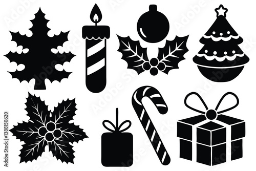 December, calendar, holly, postcard, hat, reindeer, angel, clip art, colors, cut out, greeting, icon set, tradition, vacations, weather, Christmas ornament, design element, frost, frozen, ice, snowing