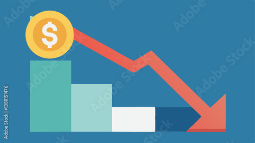 Currency Decline An illustration of a currency note generic design with a downward arrow and diminishing value graphics representing the decline in the value of a sanctioned