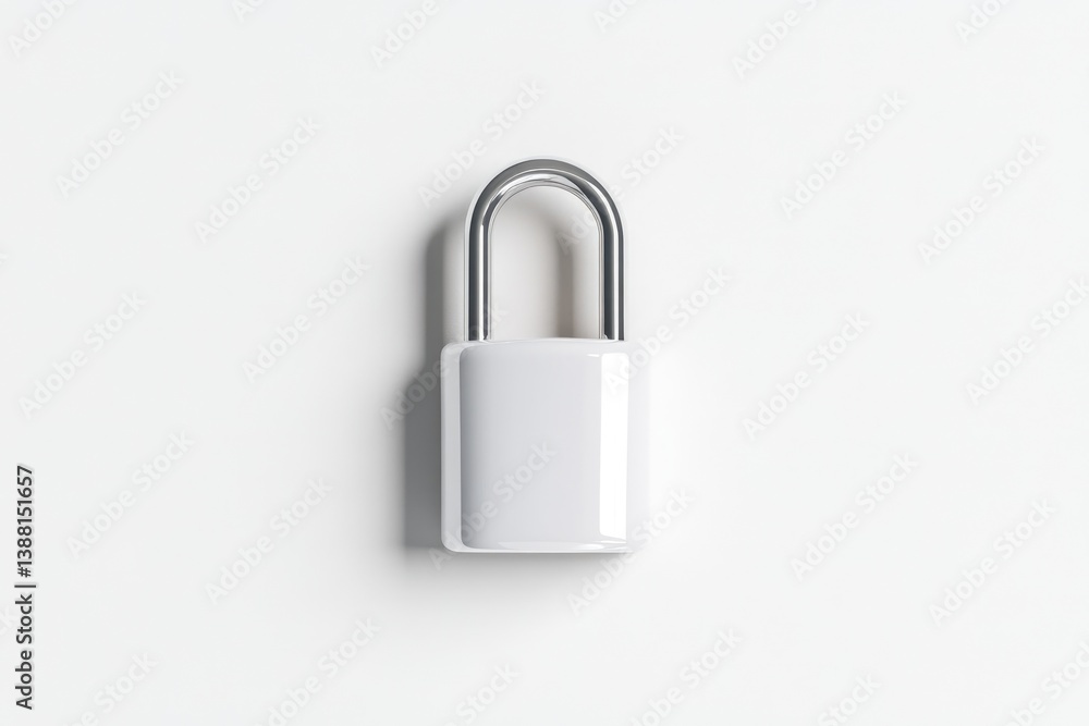 Single White Lock on a White Background Single White Lock on a White Background