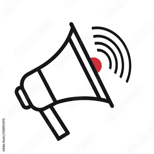 Speaker monoline vector logo icon air raid alert.