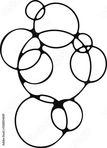 Abstract graphic of molten, interconnected soap bubbles in a complex shape.