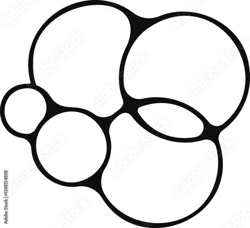 Several soap bubbles merged in a clustered graphic outline.