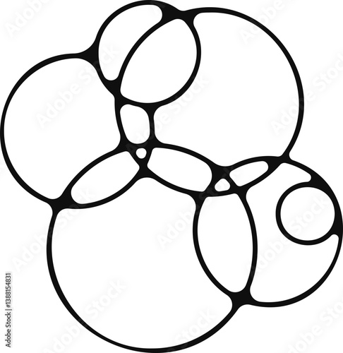 Group of soap bubbles in various sizes, merged in an abstract layout.
