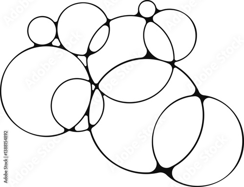 Several soap bubbles arranged in a merged, overlapping group formation.