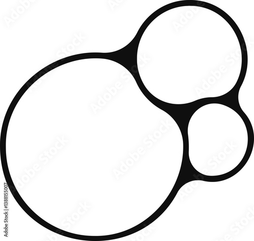 Three soap bubbles in different sizes merged into a single group.