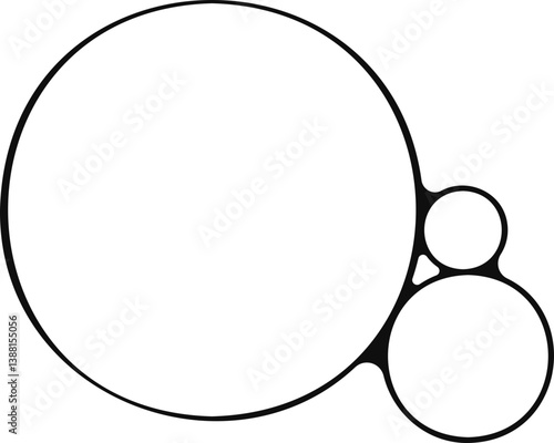 Outline of three soap bubbles grouped in a rounded shape.