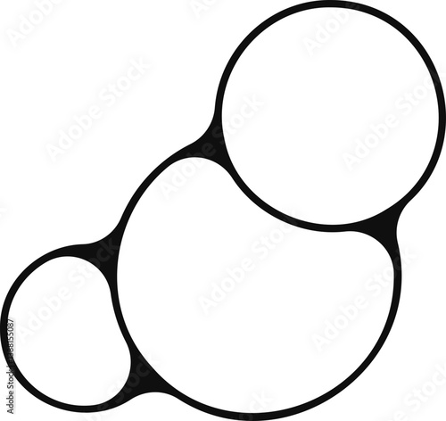 Set of three merged soap bubbles forming an abstract outline.