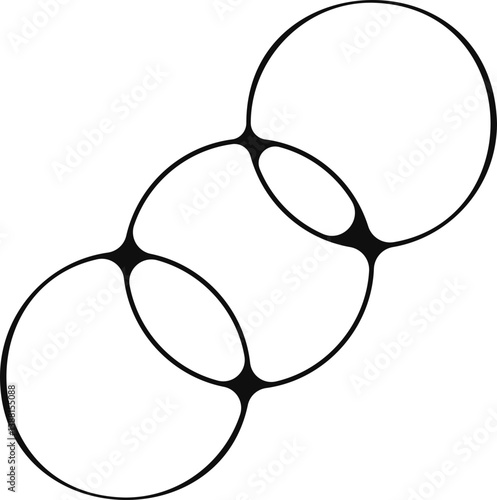 Three soap bubbles arranged in a line, merged together.