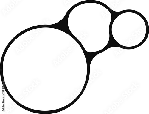 Group of three soap bubbles in varying sizes merged into one shape.