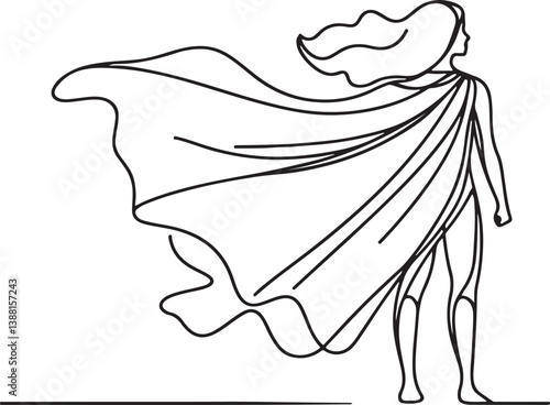 Line Art of Business Superheroine