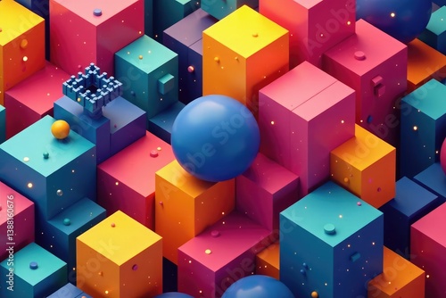 Geometric abstract shapes, colorful and modern, endless repeat , abstract design, surface