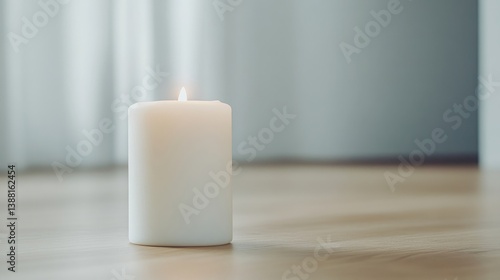 Wallpaper Mural Simple white candle on a wooden floor Torontodigital.ca