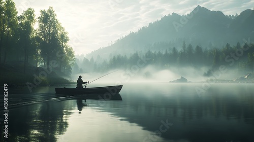 Serene angler fishing morning calm images