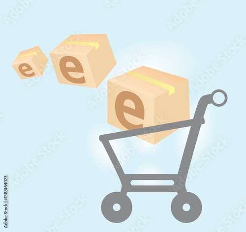 E buy cart concept. vector