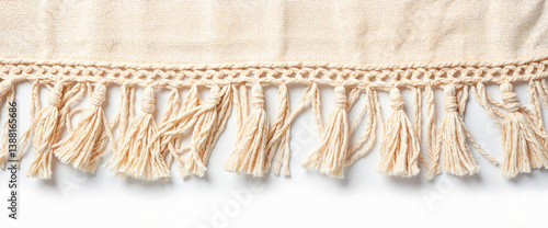 Handwoven cotton fabric fringe showcasing bohemian elegance, warmth