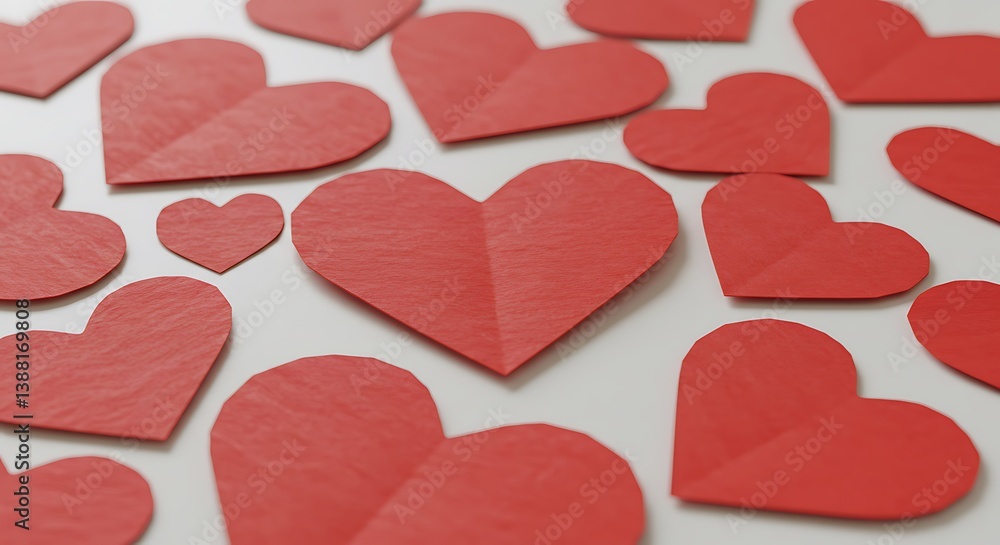 Obraz premium Crimson Hearts: A Tender Valentine's Day Scene AI Generated