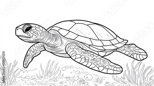 Black and white sea turtle coloring page