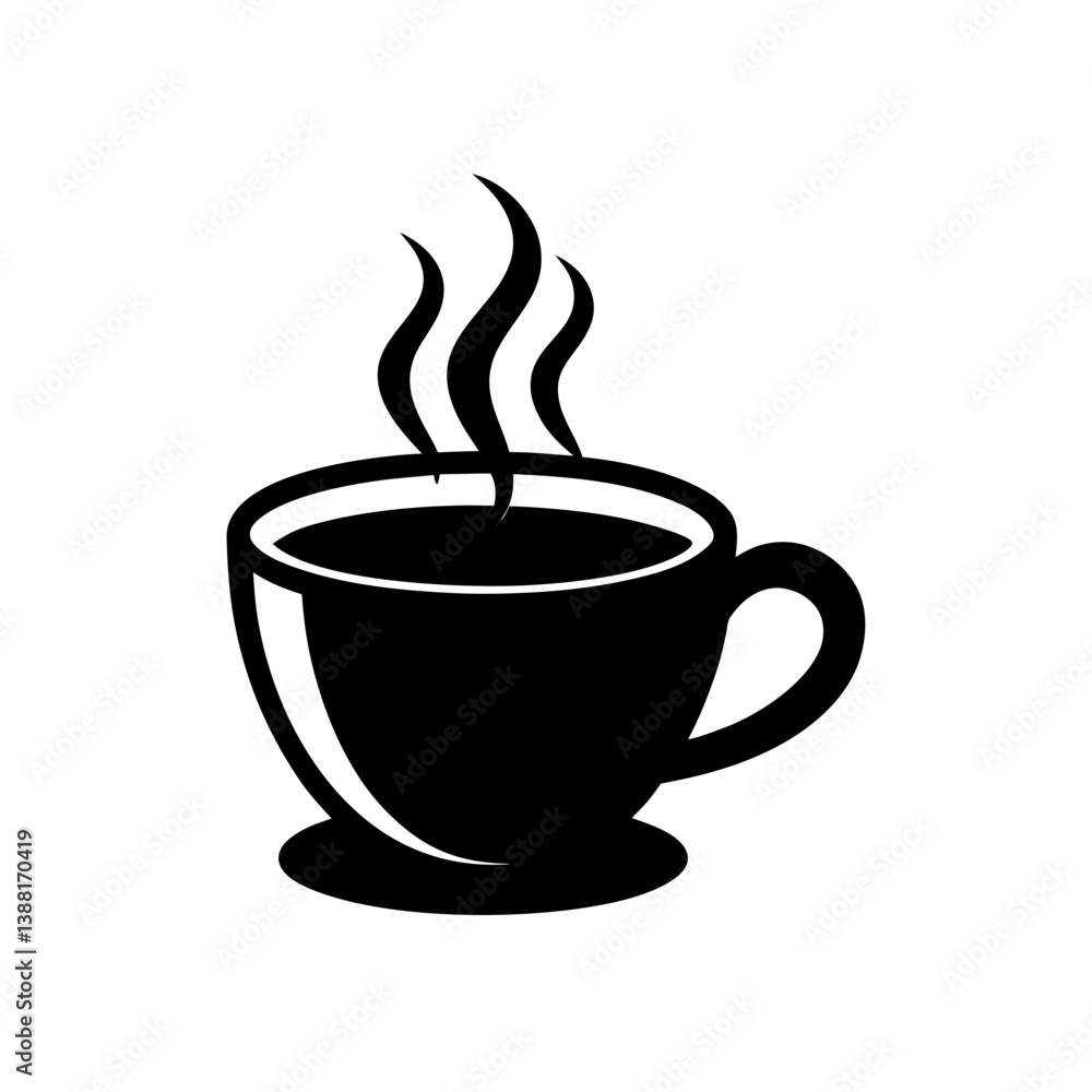 Hot Coffee Cup Silhouette One Hot Coffee Cup Silhouette One