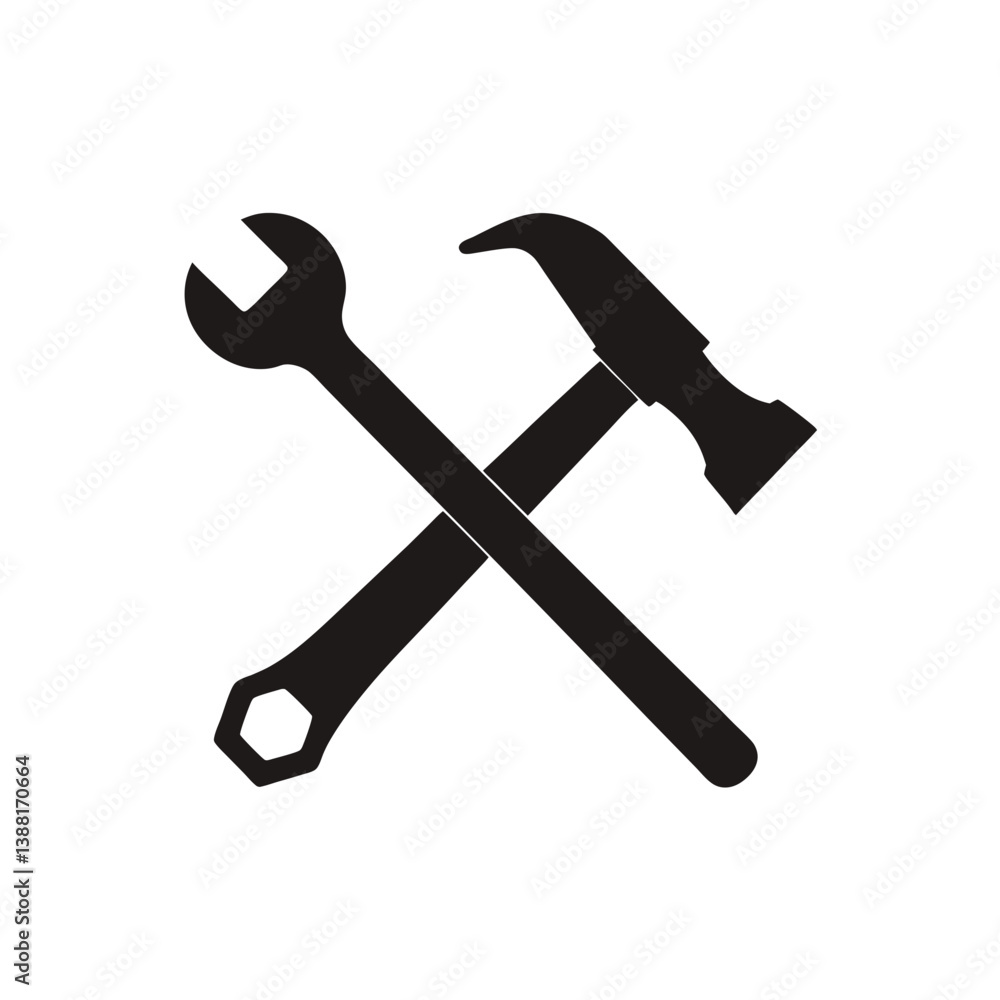 Hammer and Wrench Silhouette Hammer and Wrench Silhouette