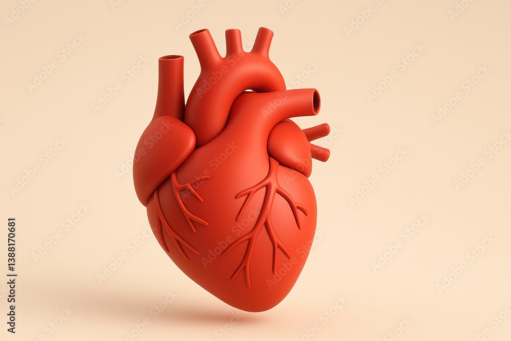 Anatomical Heart in Light: A detailed, lifelike rendering of a human heart, meticulously sculpted with smooth, flowing lines. Anatomical Heart in Light: A detailed, lifelike rendering of a human heart, meticulously sculpted with smooth, flowing lines.