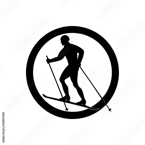 Cross Country Skier Silhouette One
