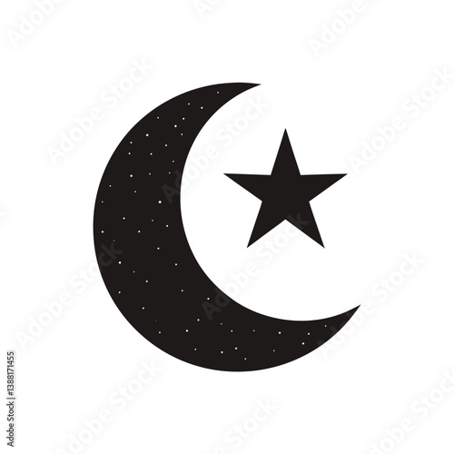 Crescent Moon and Star Silhouette