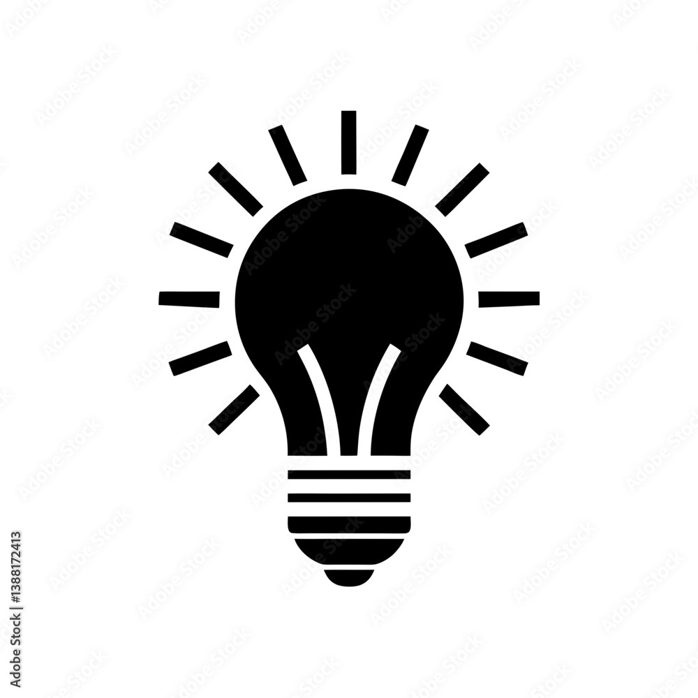 Bright Light Bulb Idea Icon Bright Light Bulb Idea Icon