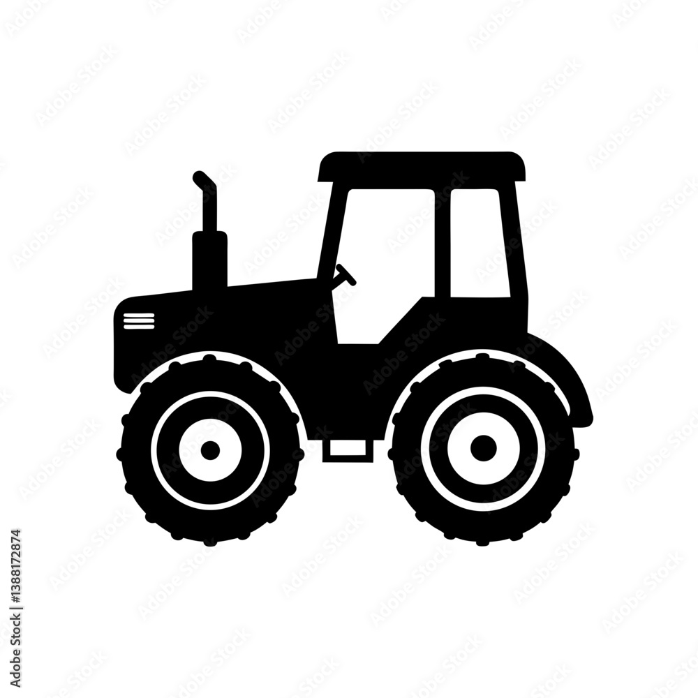 Fototapeta premium Classic Tractor Side View Silhouette