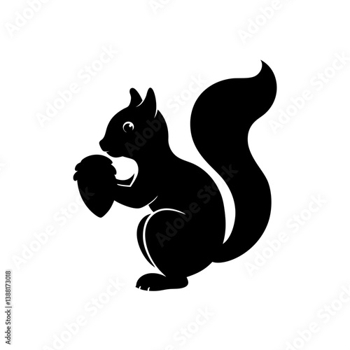 Cute Squirrel with Acorn Vector