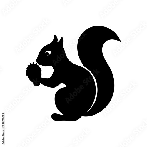 Squirrel Holding Acorn Silhouette