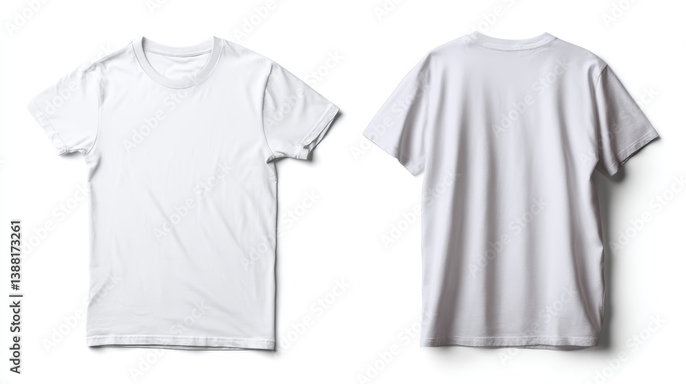 White t-shirt mockup front and back template on white background White t-shirt mockup front and back template on white background