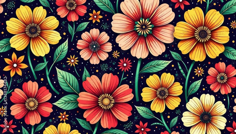 Intricate line art floral pattern, dark outlines , design, geometric, vector Intricate line art floral pattern, dark outlines , design, geometric, vector