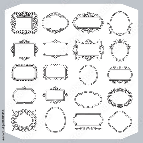 Obraz na płótnie Decorative Calligraphic Ornamental Frames Set for Elegant Vintage Label Designs w salonie