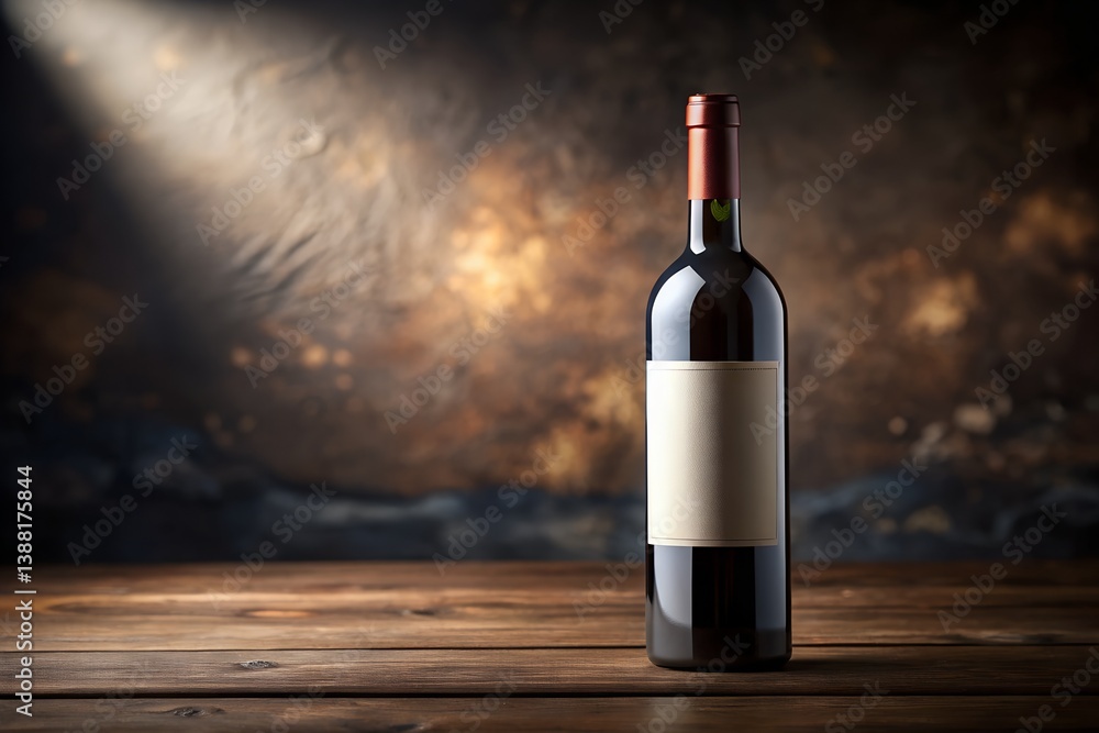 Fototapeta premium Elegant Light Rose Wine Bottle Mock up on Soft Pastel Surface for product branding