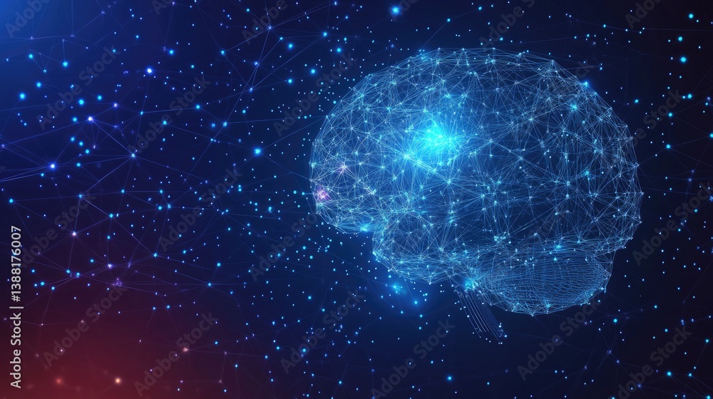 An intricate and luminous digital brain made of a network of interconnected nodes and lines, representing vast knowledge and the evolving landscape of cognitive technology An intricate and luminous digital brain made of a network of interconnected nodes and lines, representing vast knowledge and the evolving landscape of cognitive technology