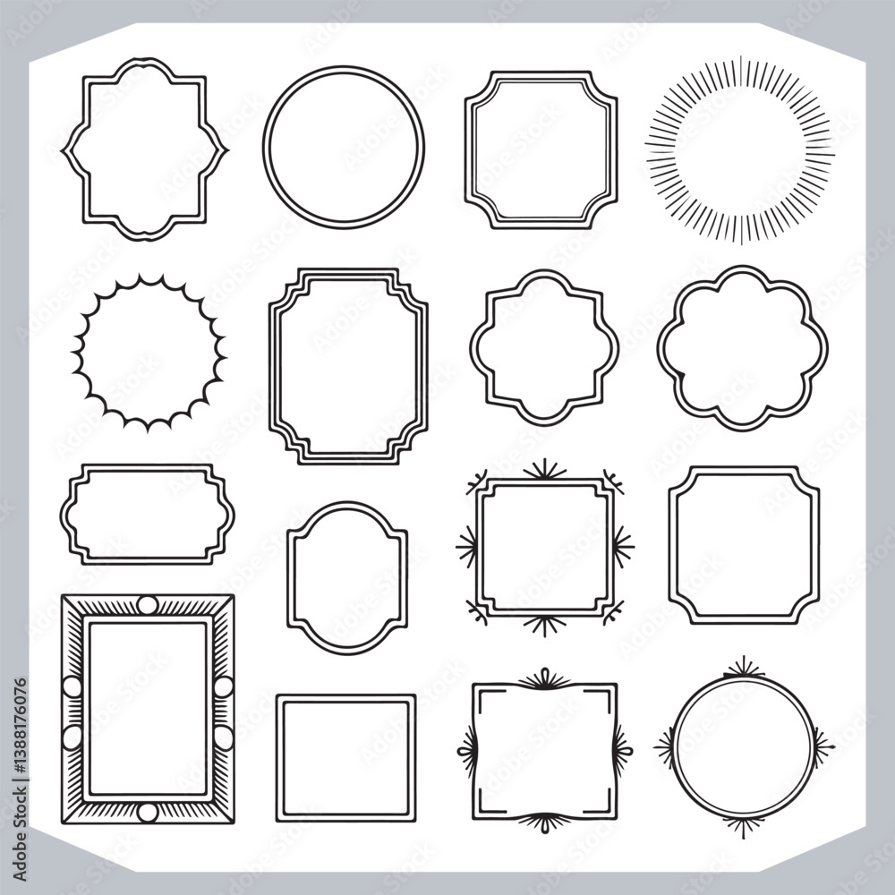 Decorative Calligraphic Ornamental Frames Set for Elegant Vintage Label Designs