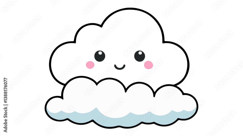 Fototapeta premium cute smiling cloud vector outline illustration