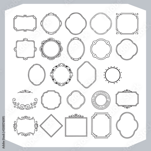 Obraz na płótnie Decorative Calligraphic Ornamental Frames Set for Elegant Vintage Label Designs w salonie