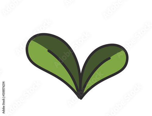Seedling sprout illustration in green colors. Spring, planting and nature design element. Isolated vector image